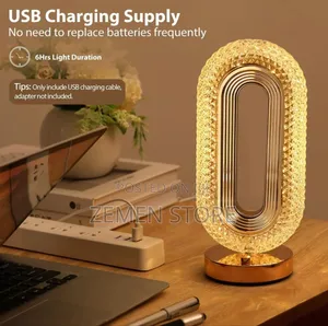 Photo - Crystal Quality Rechargeable Table Lamp