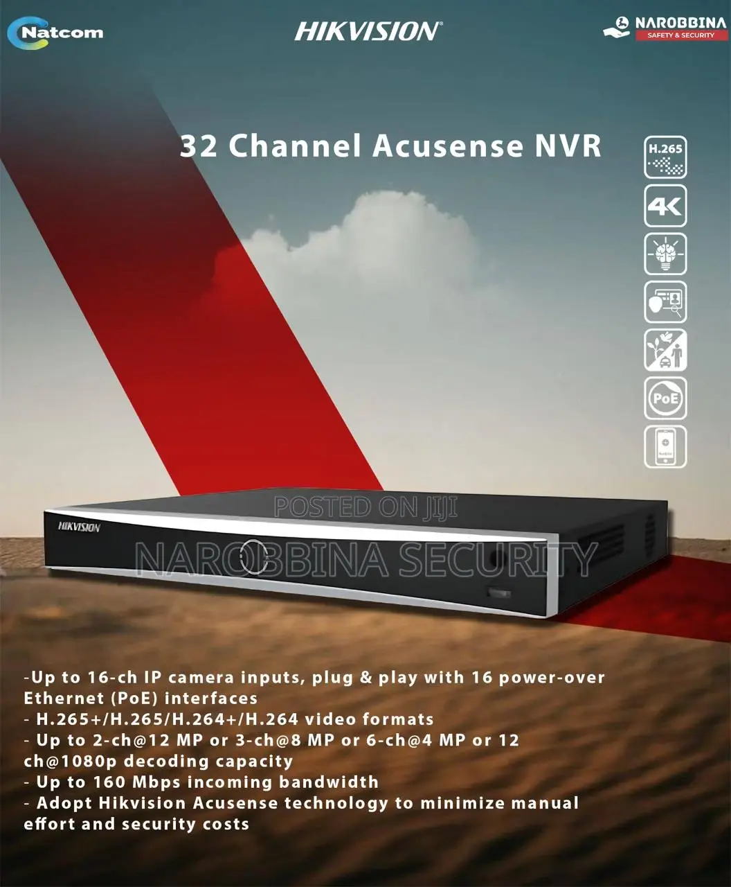 Hikvision 32 Channal 1u 16 Poe K Series Acusense NVR