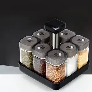 Photo - 8pcs Rotating Spice Rack የጥራጥሬ ማስቀመጫ