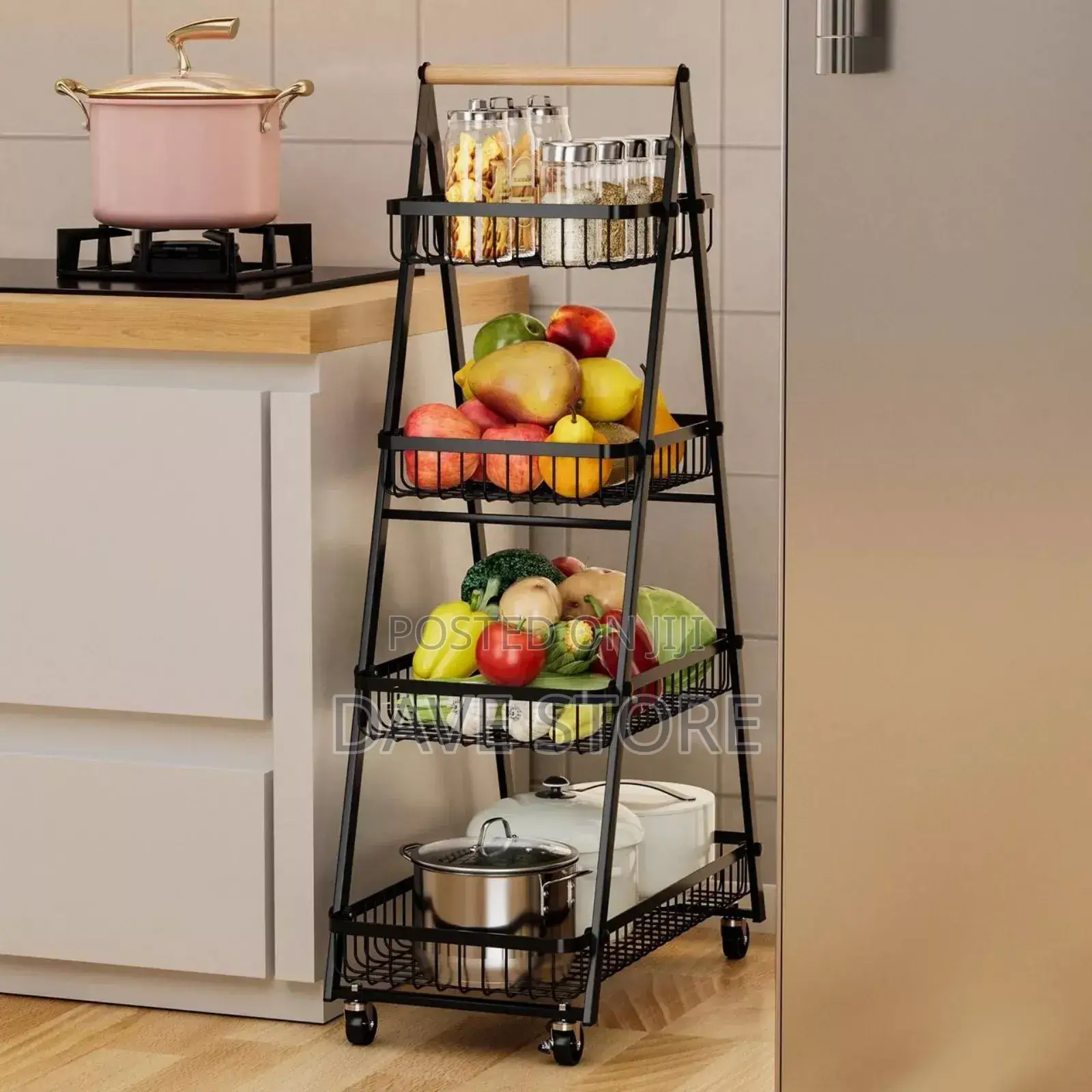 4 Layer Mobile Vegetable Cart