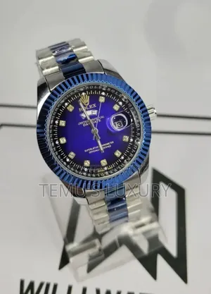 Photo - ROLEX Silver Blue ROLEX Watch With Day/Date Design Watch
