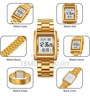 SKMEI 2228 Gold Plated Wristwatch Digital Men Watch