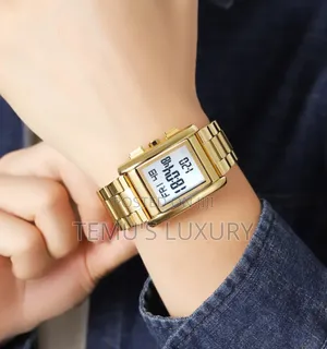 SKMEI 2228 Gold Plated Wristwatch Digital Men Watch