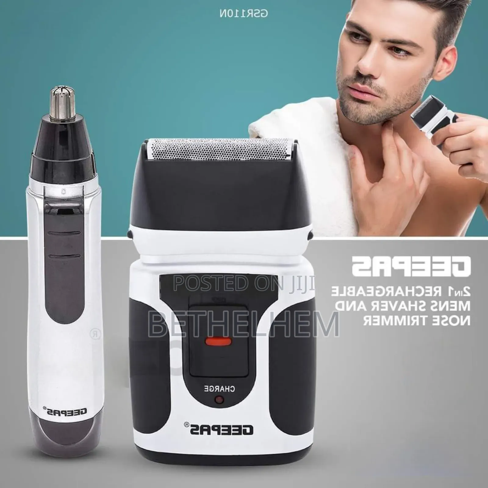 Geepas 2 in Men's Rechargeable Shaver With Nose Trimmer