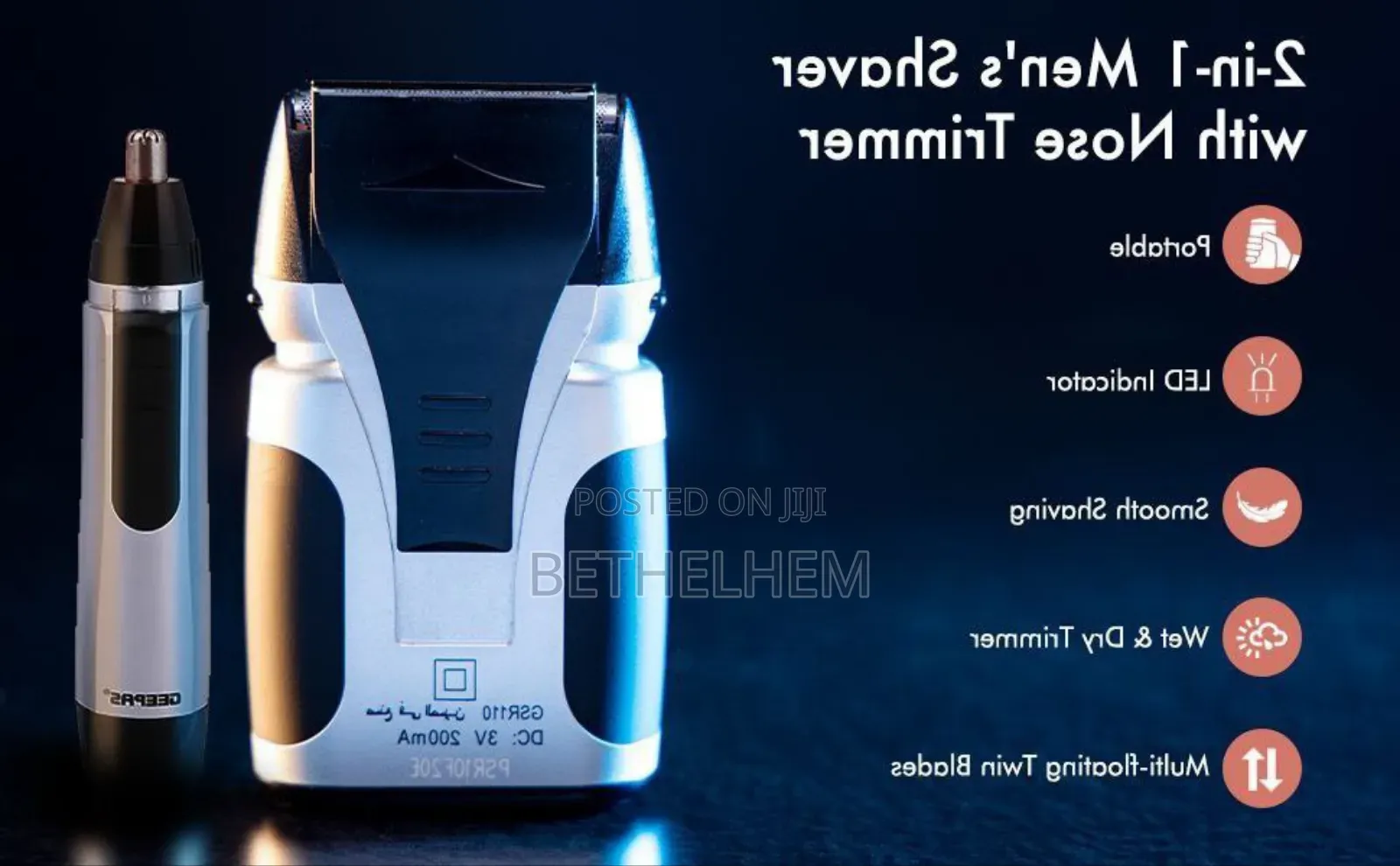 Geepas 2 in Men's Rechargeable Shaver With Nose Trimmer