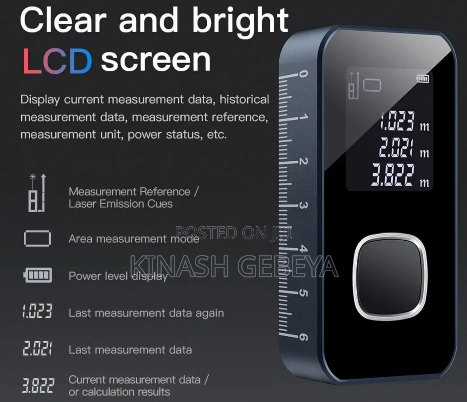 60 Meter Powerology Smart Distance Measurement Tool