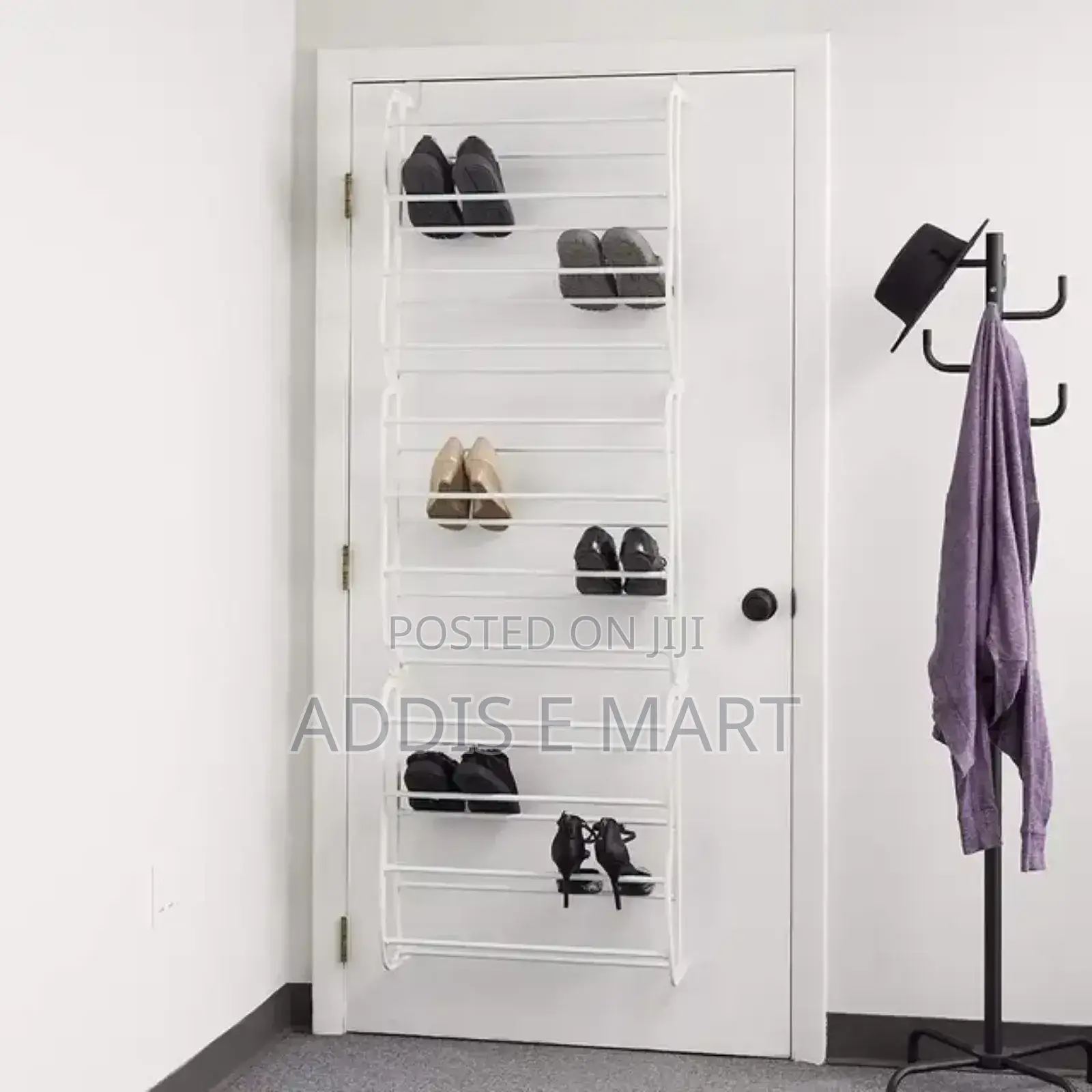 ከበር ጀርባ እንዲሁም ግድግዳ ላይ የሚታሰር Over The Door Shoe Rack