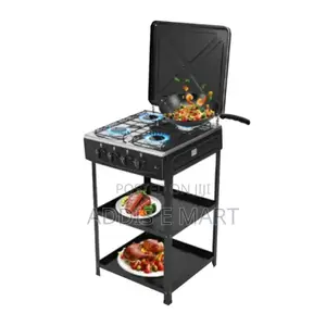 ባለ 4 ምድጃ ፣ የአቧራ መሸፈኛ እና ሁለት የእቃ መደርደሪያ ያካተተburner Gas Stove