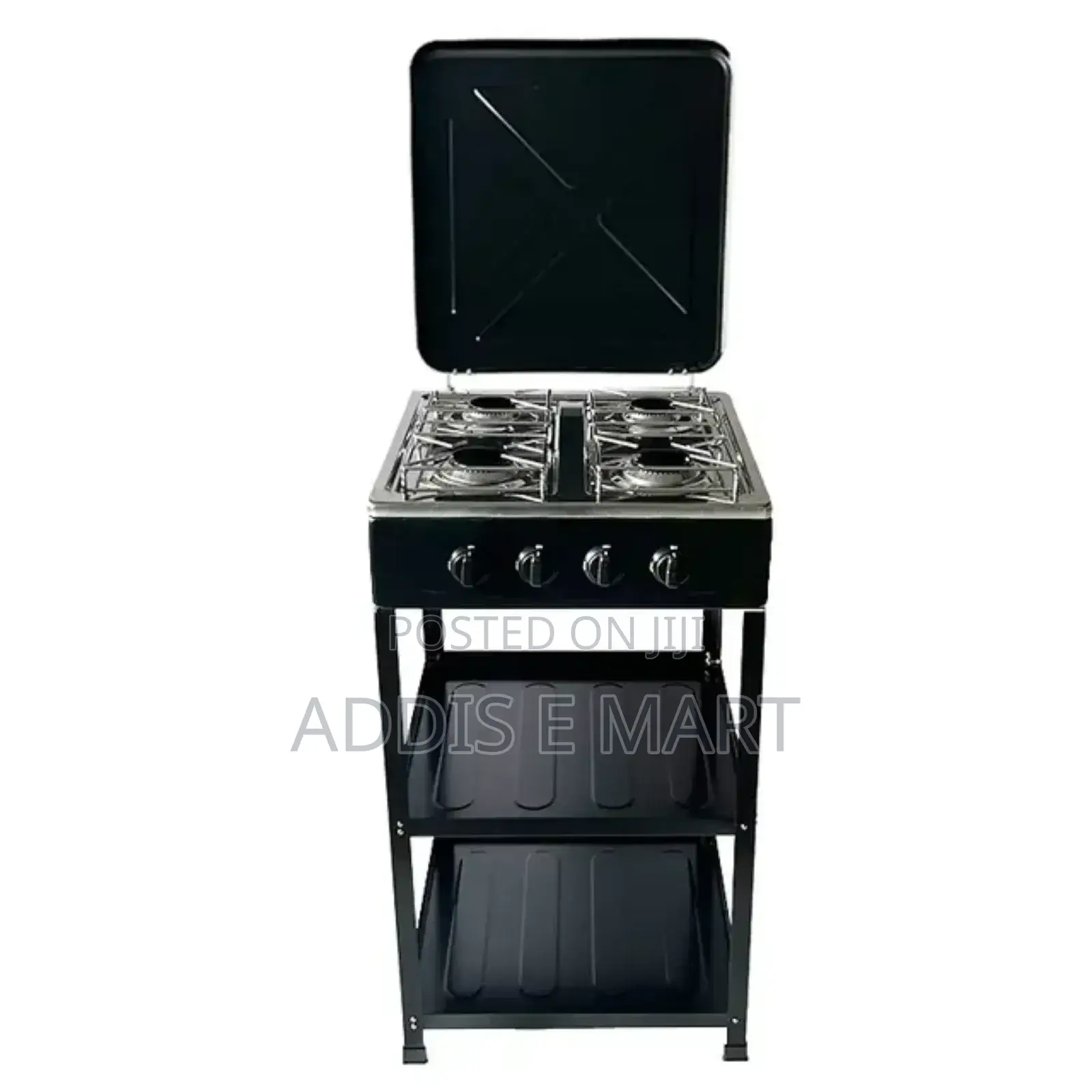 ባለ 4 ምድጃ ፣ የአቧራ መሸፈኛ እና ሁለት የእቃ መደርደሪያ ያካተተburner Gas Stove