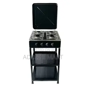 ባለ 4 ምድጃ ፣ የአቧራ መሸፈኛ እና ሁለት የእቃ መደርደሪያ ያካተተburner Gas Stove