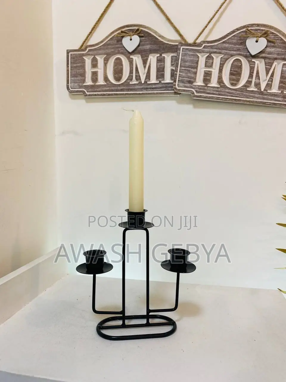 ለገና ስጦታ(Christmas Gift) Black Metal Candle Holder