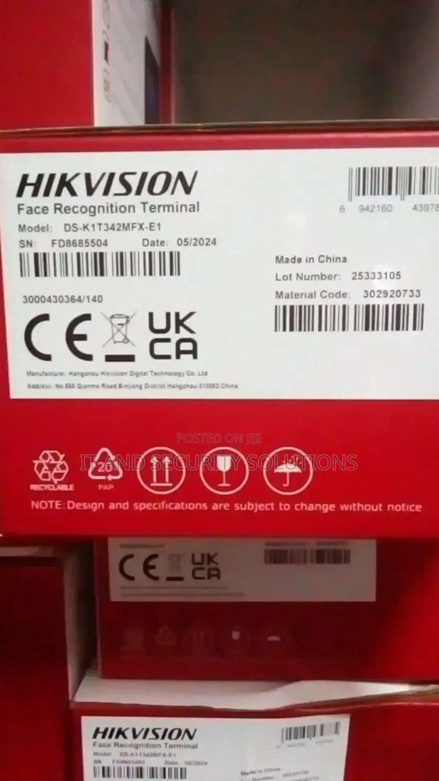 Professional Hikvision High Security Face Machine