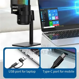JMARY MC-PW13 RGB Light Plug and Play Desktop USB Microphone