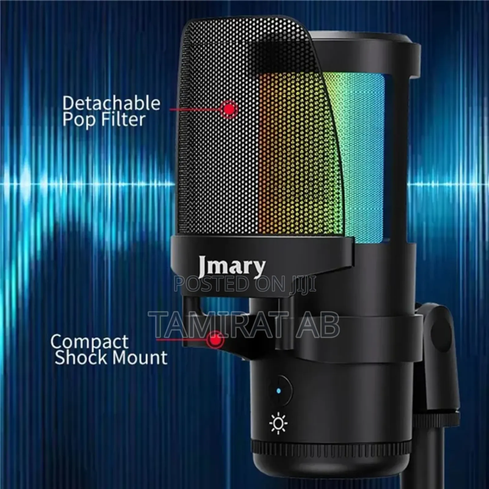 JMARY MC-PW13 RGB Light Plug and Play Desktop USB Microphone