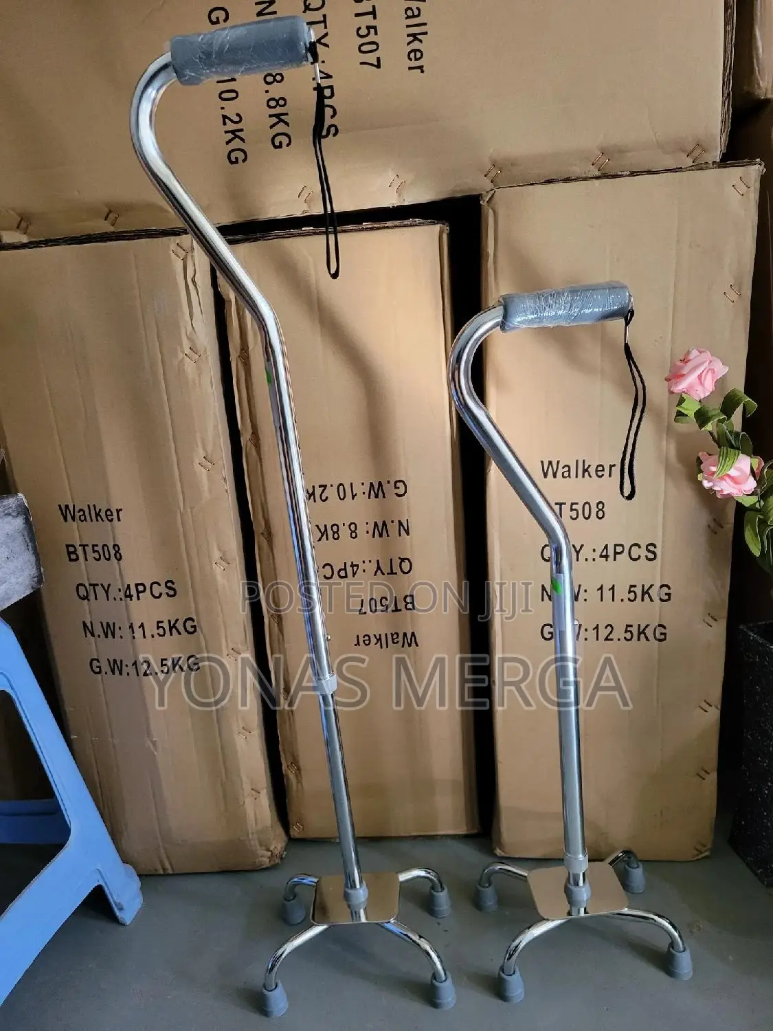 Elderly Walking Aid Safehappy four Feet Stable Walking Cane