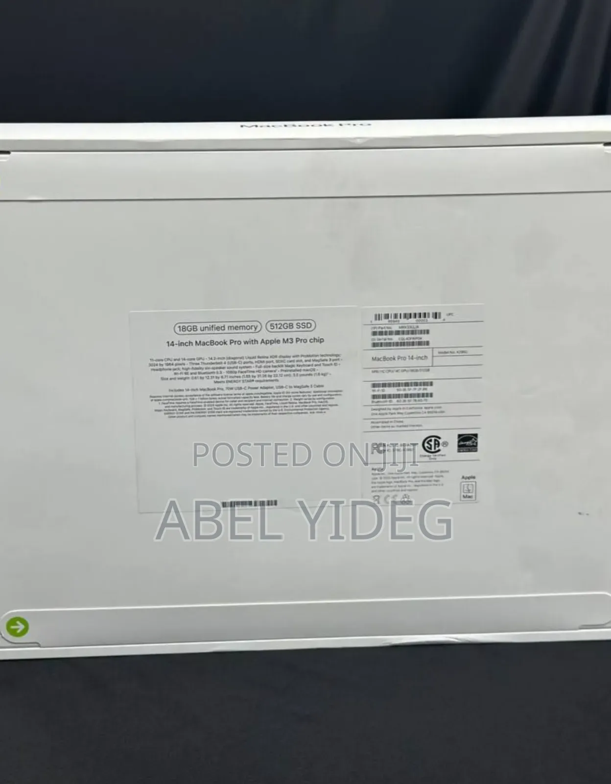 New Laptop Apple MacBook Pro 2023 M3 14-Inch 18GB Apple M3 SSD 512GB
