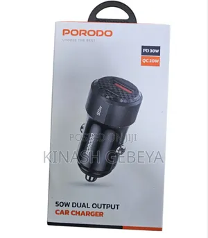 50 Watt Porodo Dual Port Car Charger(የመኪና ቻርጀር)