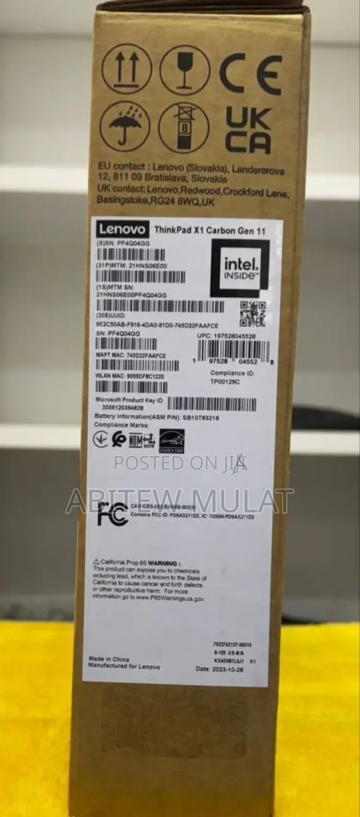 New Laptop Lenovo ThinkPad X1 Carbon 32GB Intel Core I7 SSD 1T