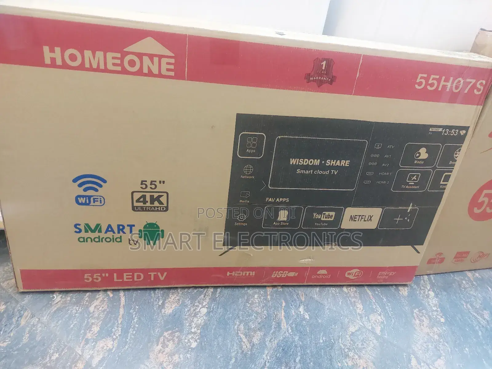 Homeone 55 Inch TV Double Glass Smart Uhd TV