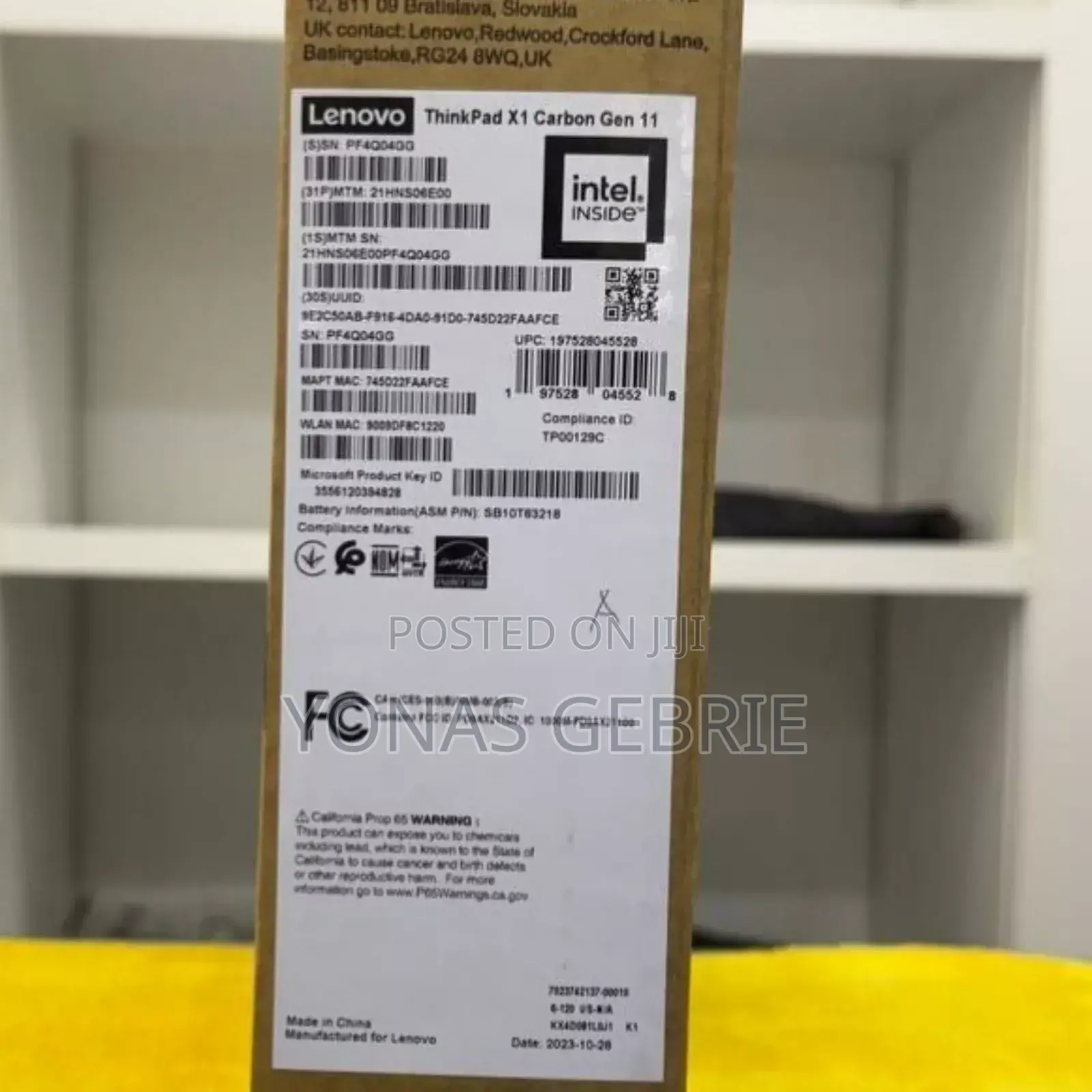 New Laptop Lenovo ThinkPad X1 Carbon 32GB Intel Core I7 SSD 1T