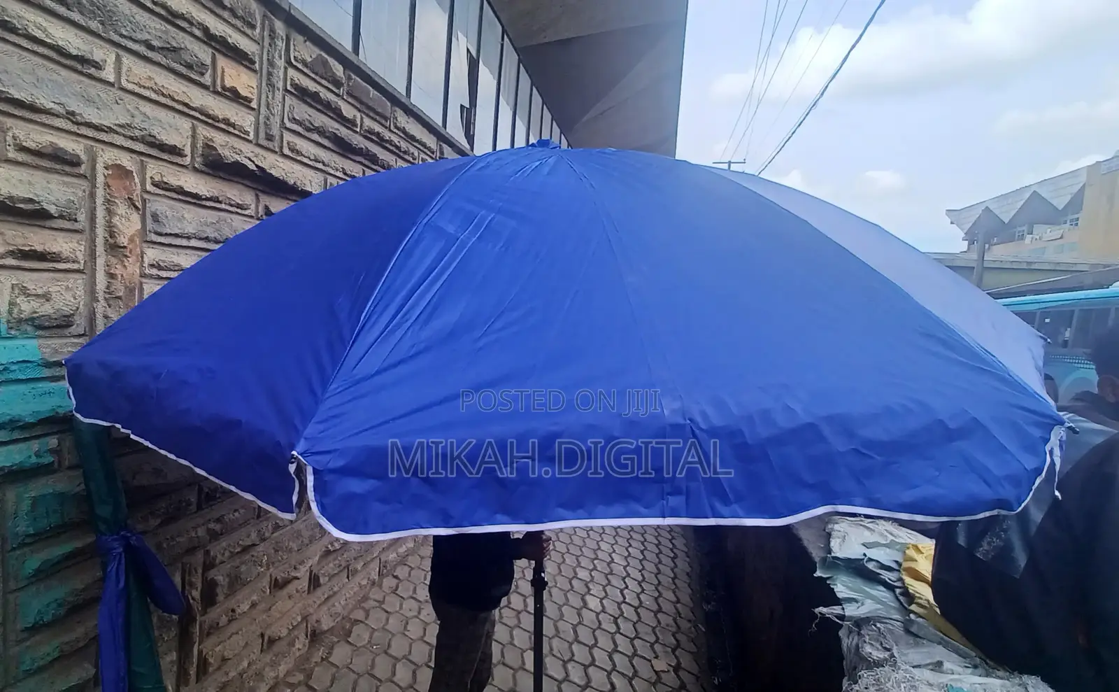 Blue 3m Double Layer Extra Wide Table Umbrella | Cafe Umbrella