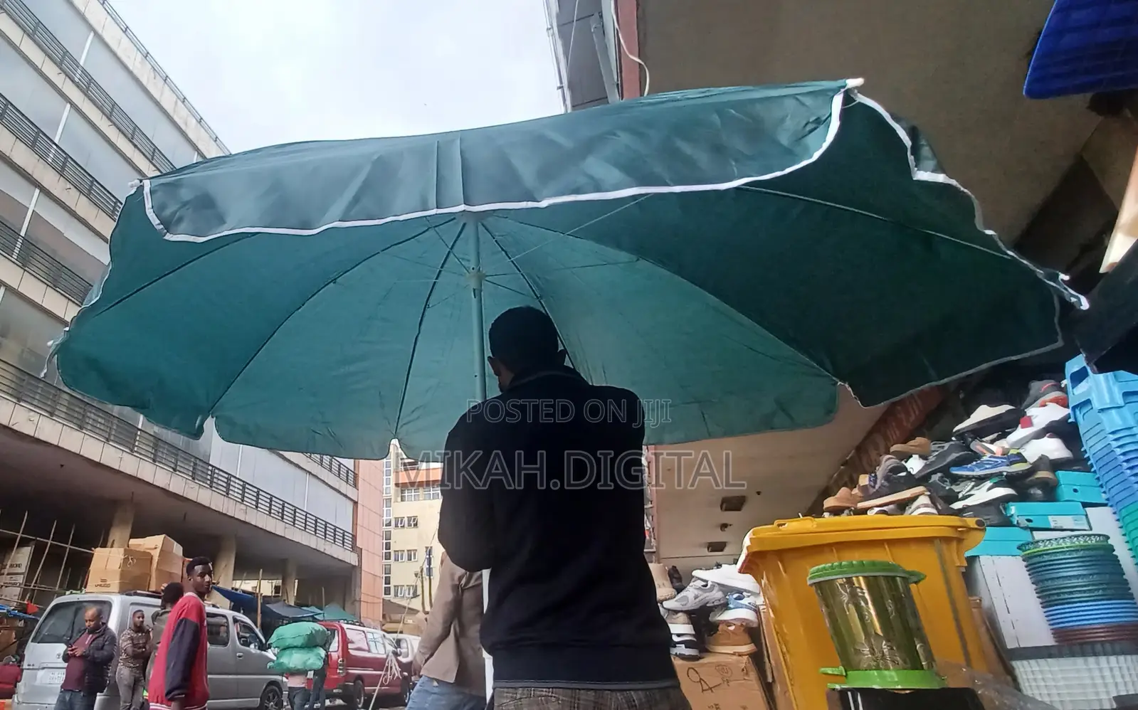 Green 2m Single Layer Umbrella for Cafe | Table Umbrella