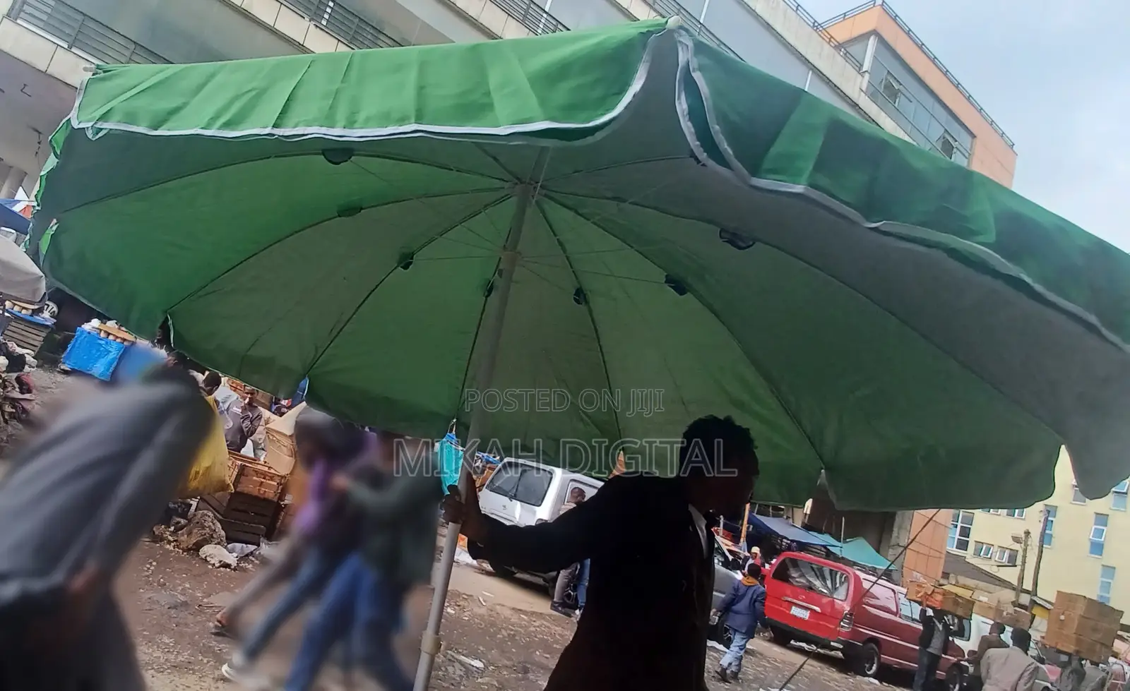 2m Double Lemon Green Cafe Umbrella With Random Print | Table Umbrella