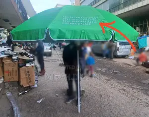 2m Double Lemon Green Cafe Umbrella With Random Print | Table Umbrella