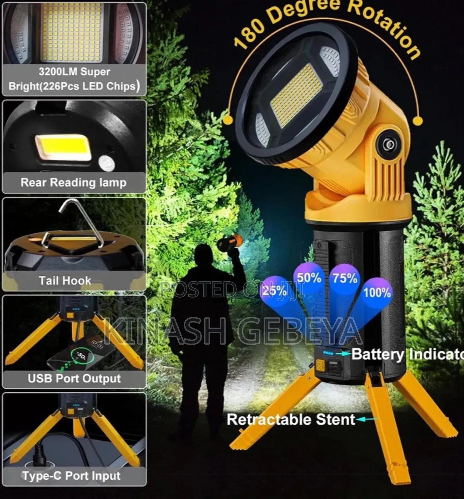 High Power Rechargeable Multifunctional Light