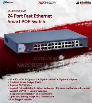 Photo - Hikvision 24 Port Fast Ethernet Unmanageable Poe Switch