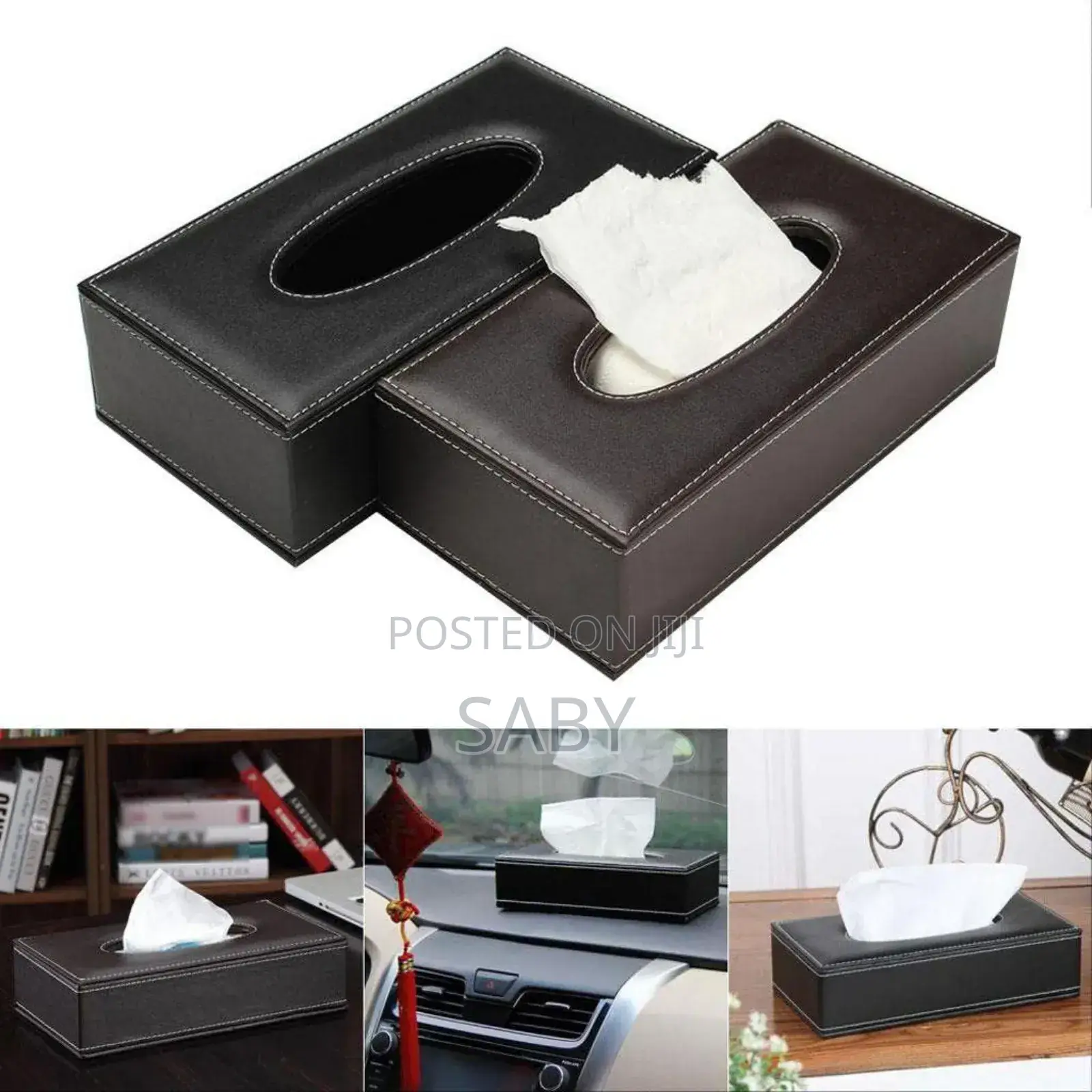 Rectangular Leather Tissue Box Cover