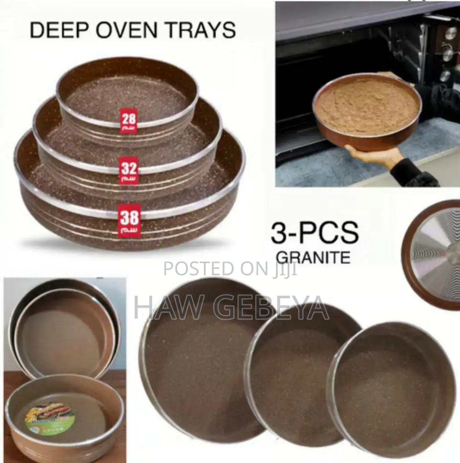 3pcs Hotchef Granite Non-Stick Oven Tray