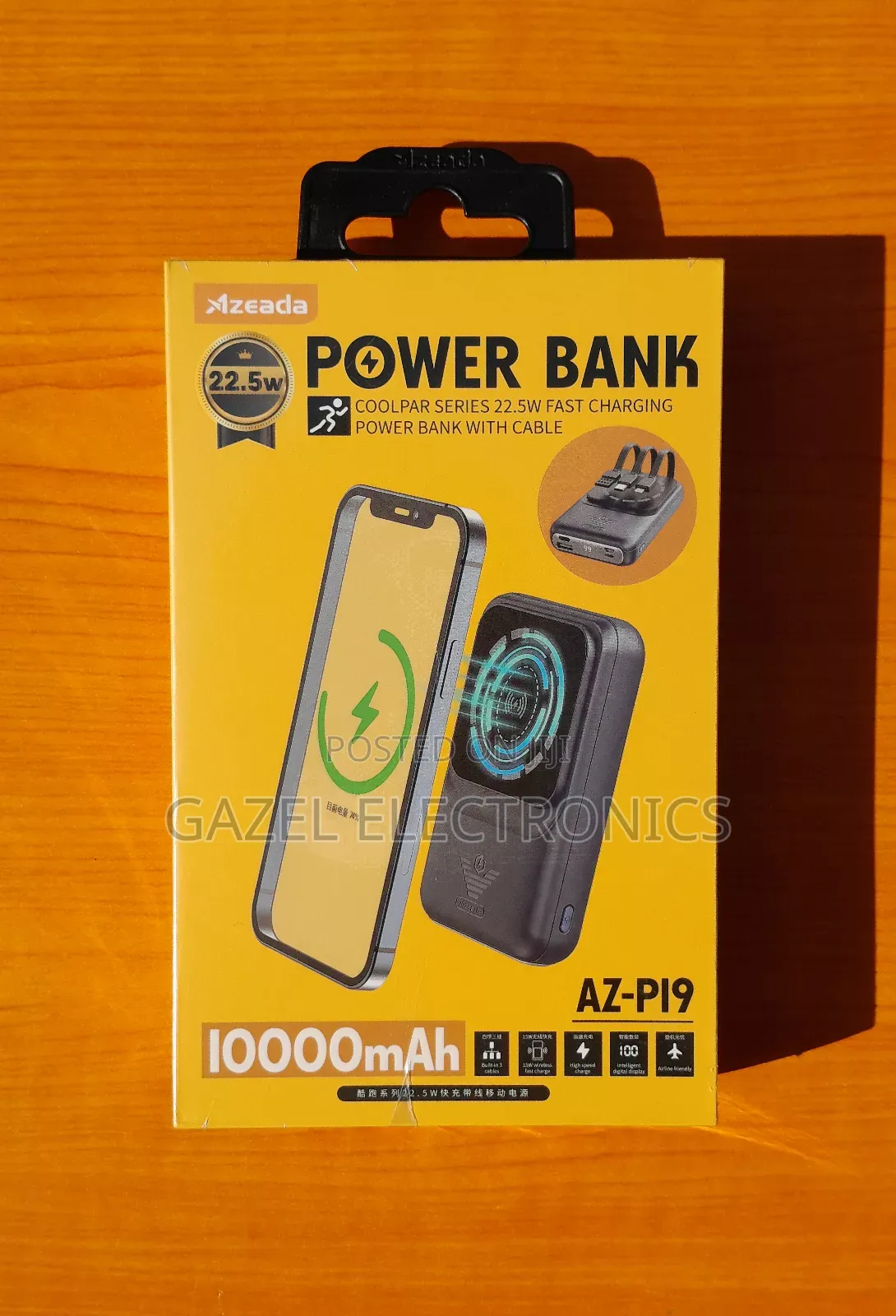 Azeada 10000mah Wireless Fast Charging Powerbank With Cable