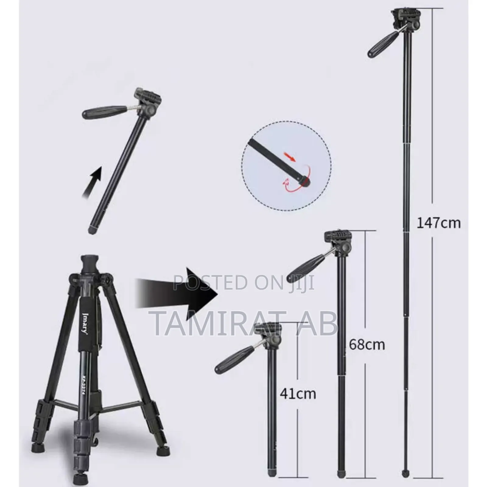 Jmary Kp-2274 Horizontal Axis Multi-Functional Pro. Tripod