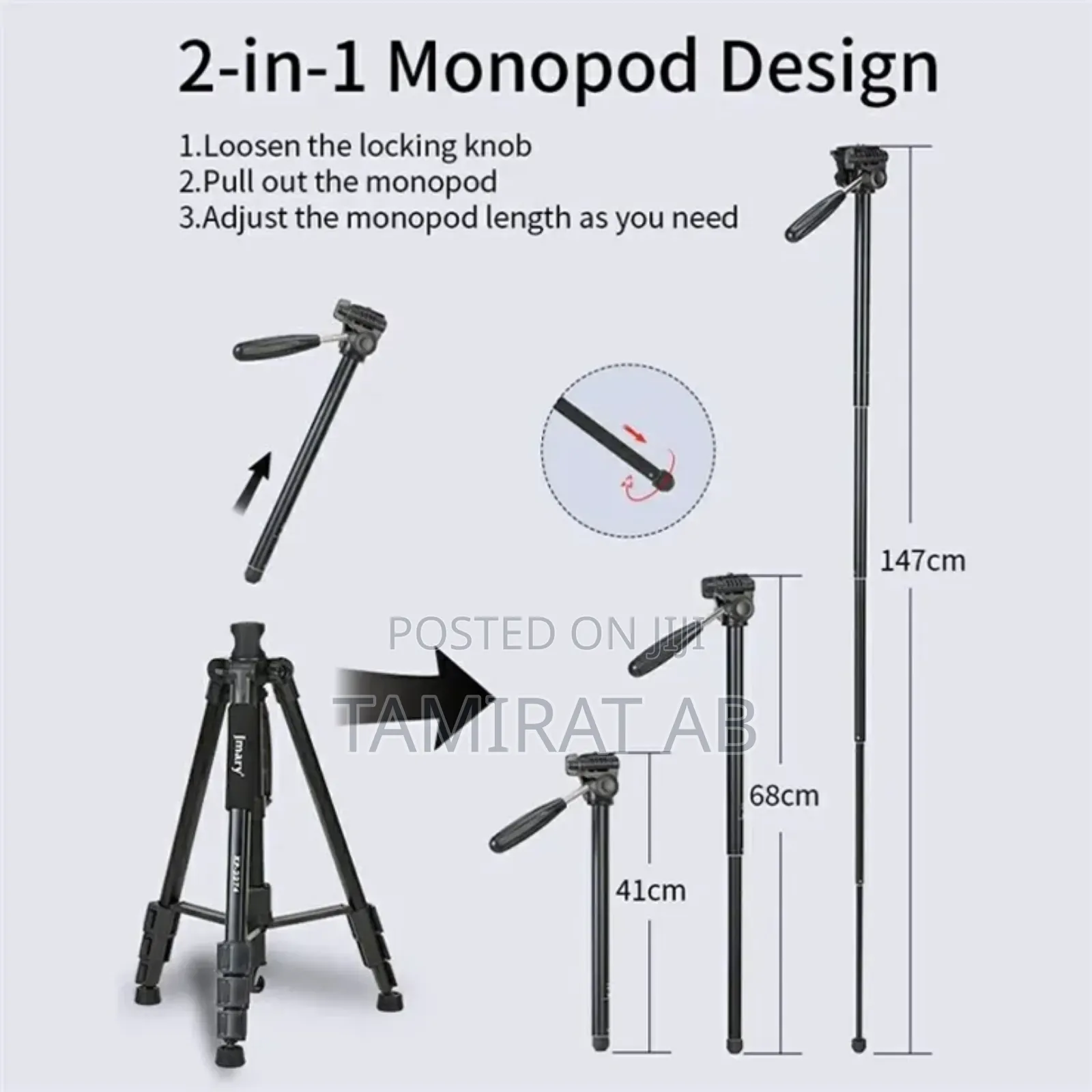 Jmary Kp-2274 Horizontal Axis Multi-Functional Pro. Tripod