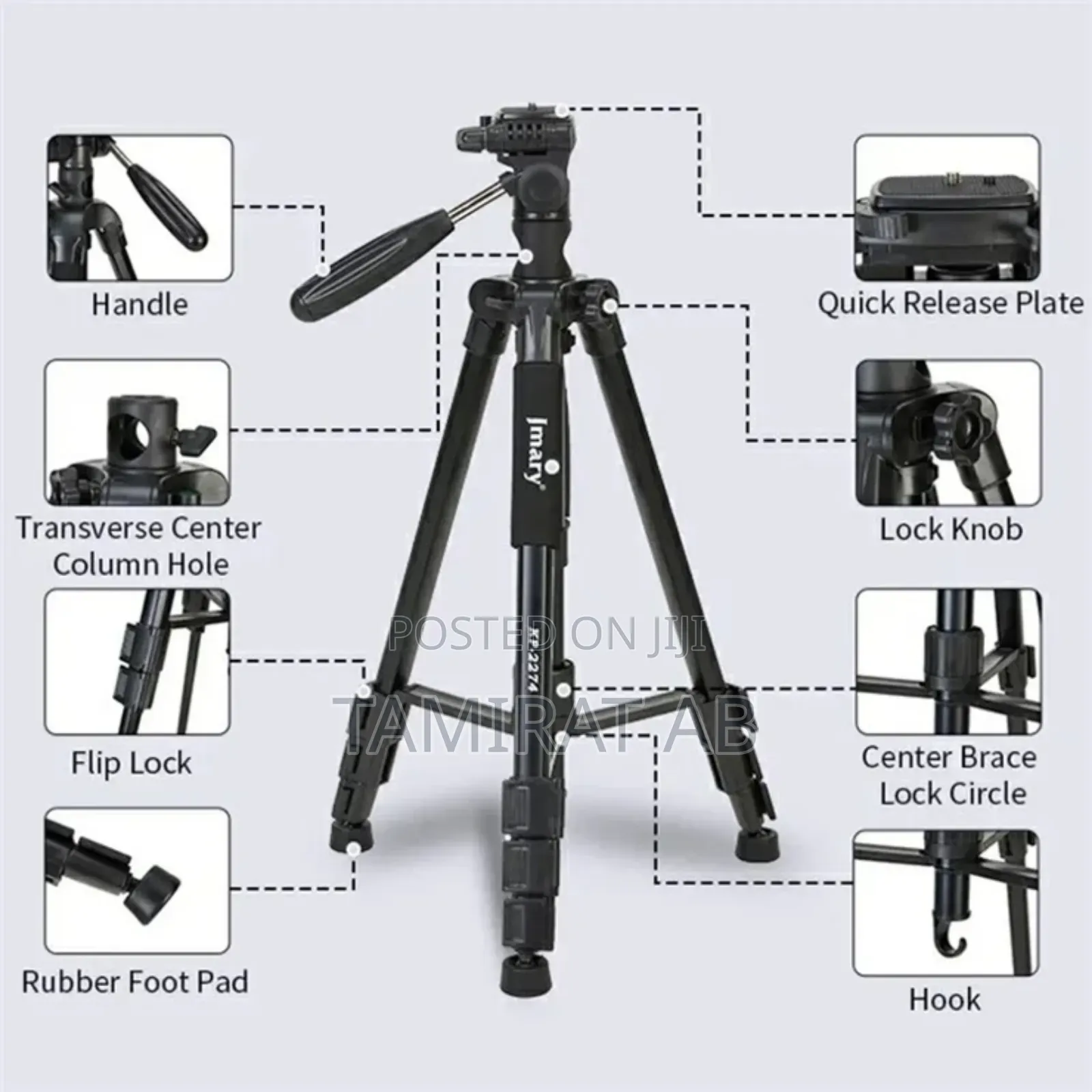 Jmary Kp-2274 Horizontal Axis Multi-Functional Pro. Tripod