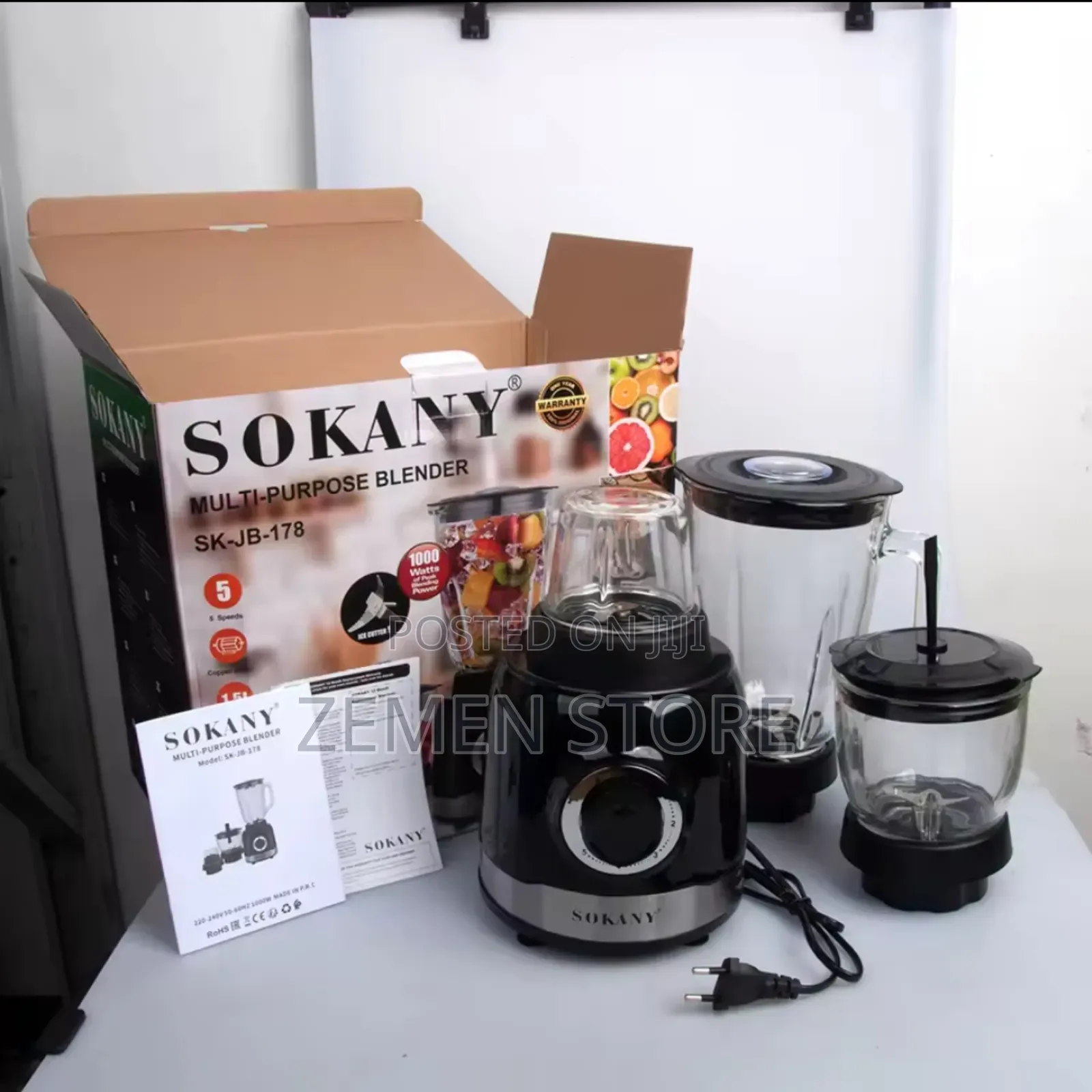 SOKANY 3-in-1 Blender Grinder Juicer – Durable Versatile