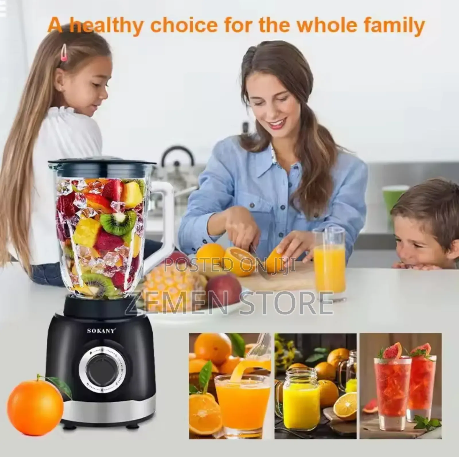 SOKANY 3-in-1 Blender Grinder Juicer – Durable Versatile