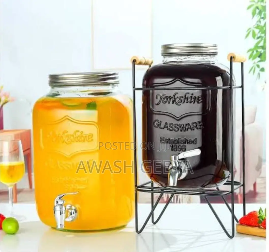 Glass Dispenser Jar With Rack