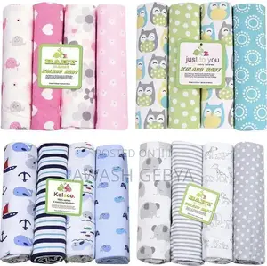 Photo - Flannel Receiving Blankets መቀበያ መጠቅለያ 4pcs