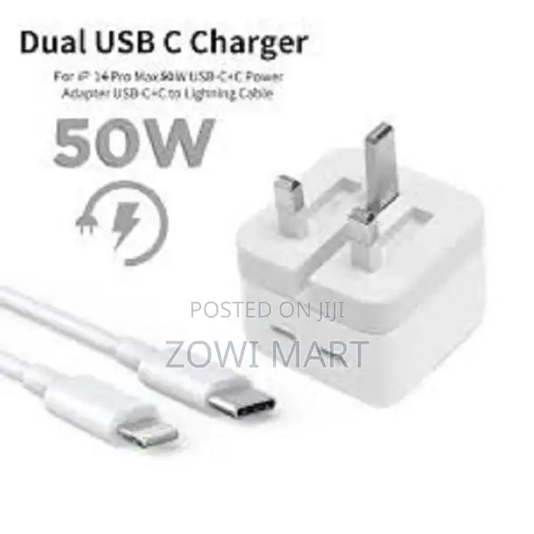 iPhone 14 Pro 50w Usb-C+C Power Adapter With Lightning Cable