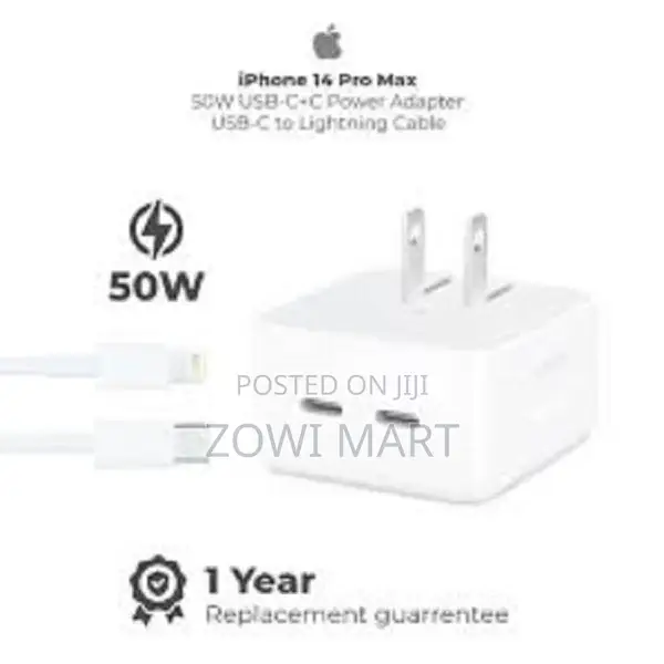 iPhone 14 Pro 50w Usb-C+C Power Adapter With Lightning Cable
