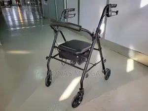Photo - Walker With Seat品four Wheel Rolling Walker Rollator - Black