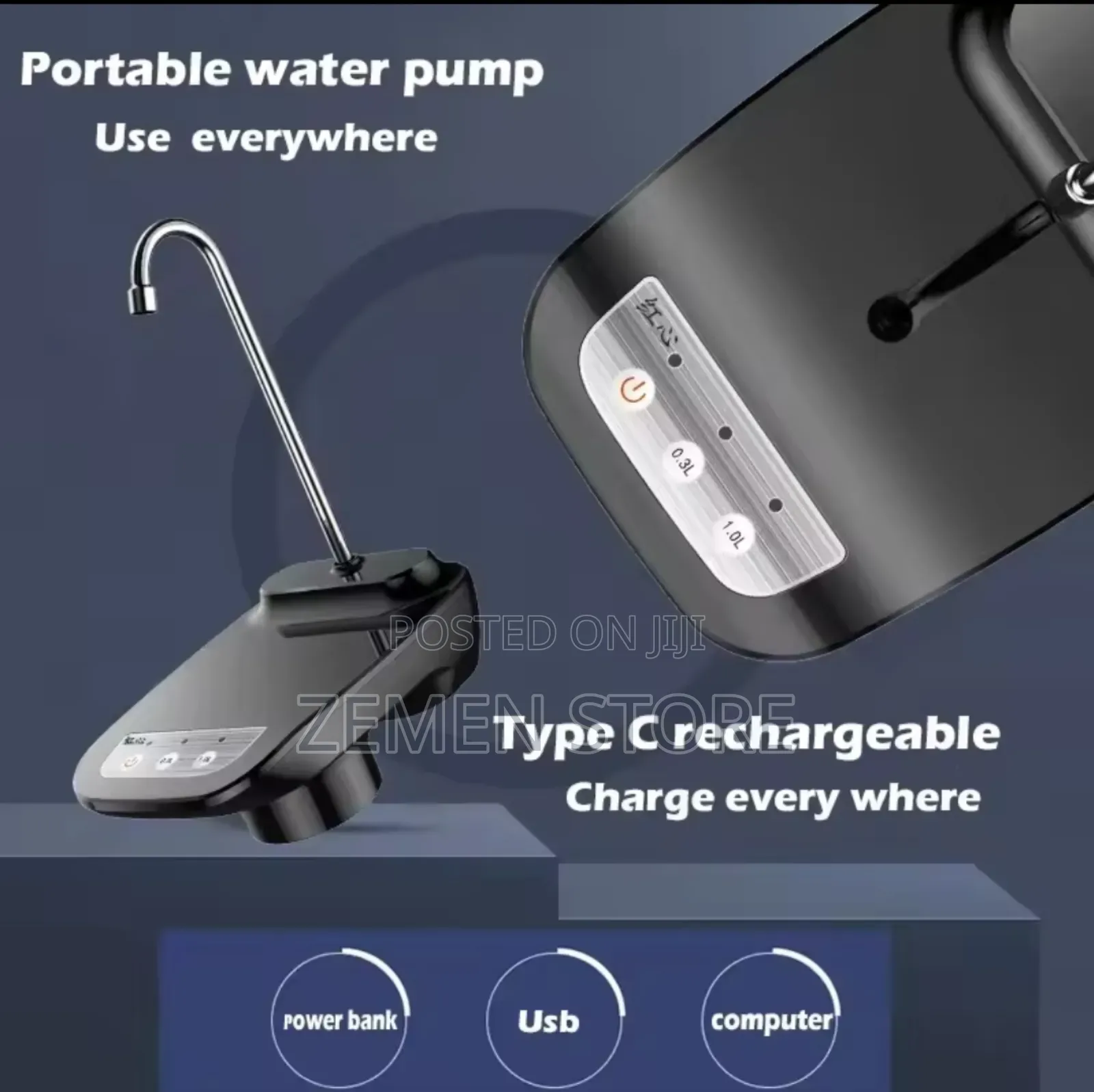 Rechargeable Water Dispenser With Cup Holder