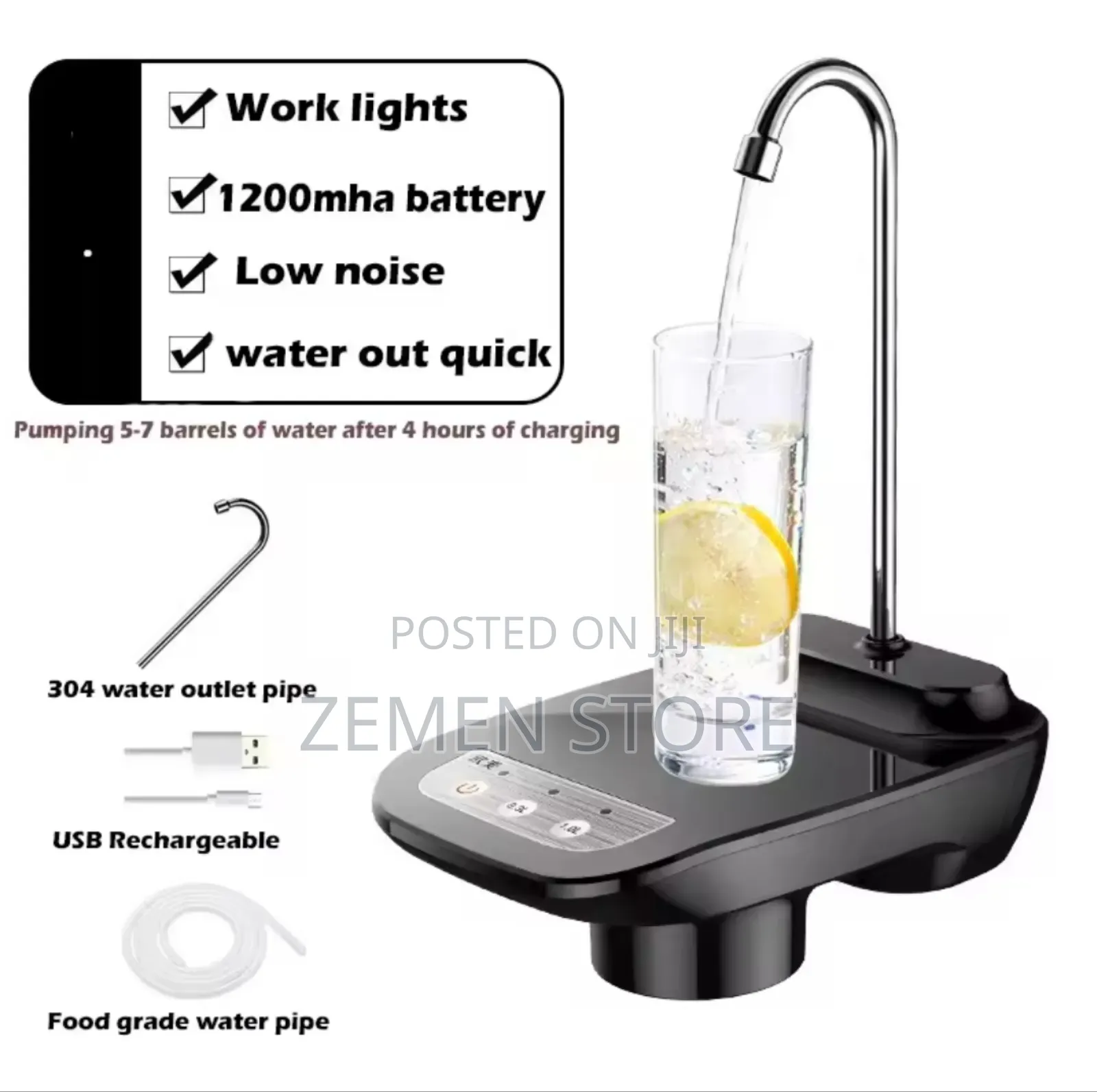 Rechargeable Water Dispenser With Cup Holder