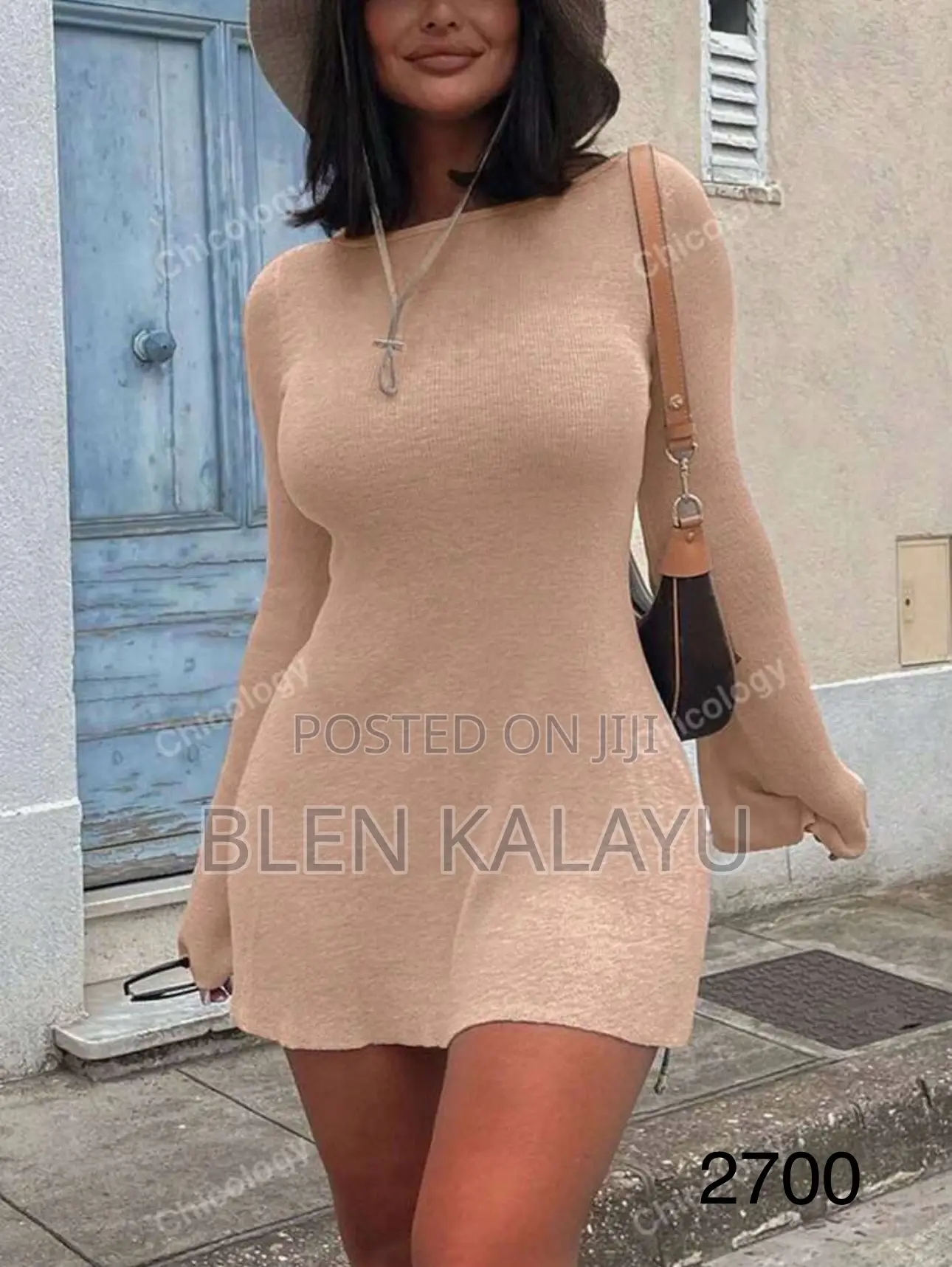 Solid Flounce Sleeve Dress