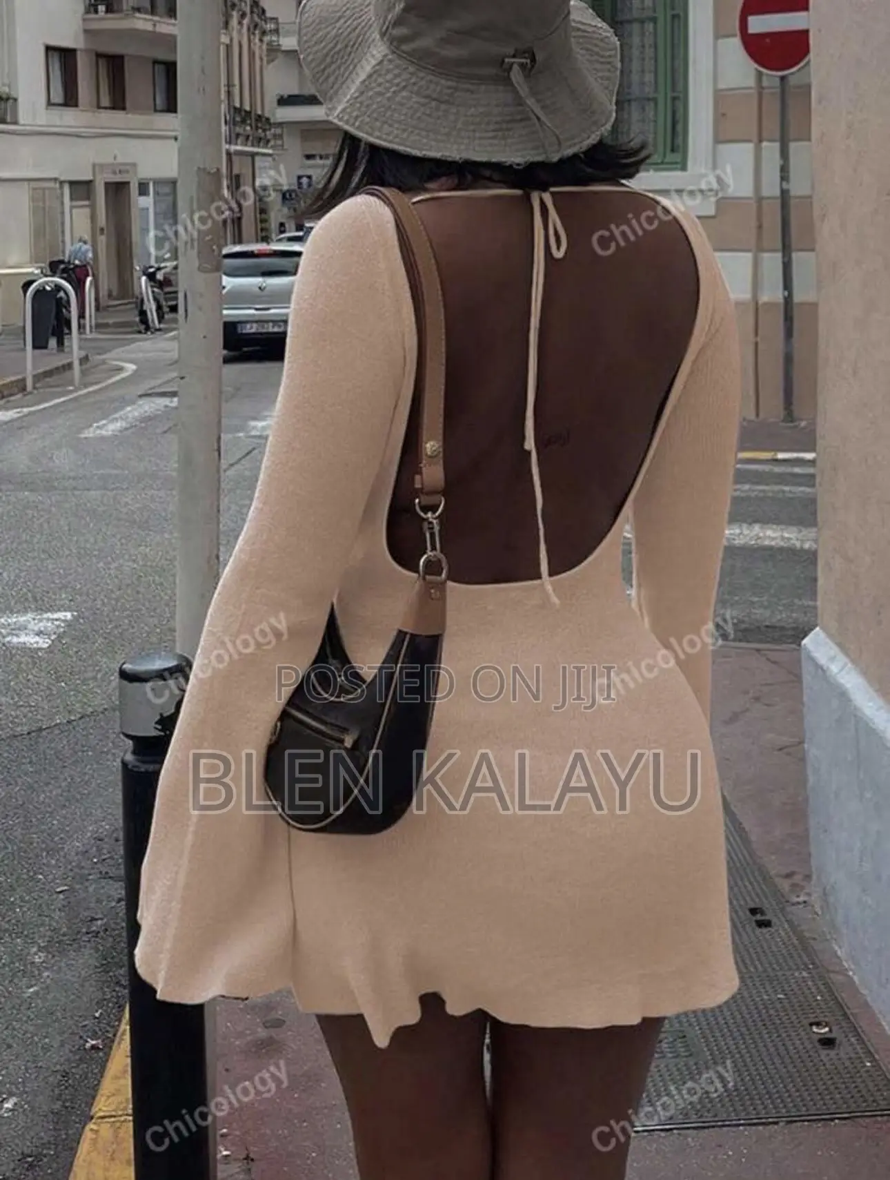 Solid Flounce Sleeve Dress