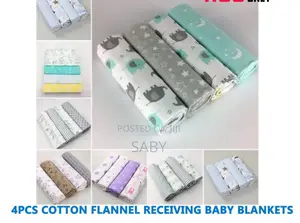 4pcs Cotton Flannel Receiving Baby Blanket