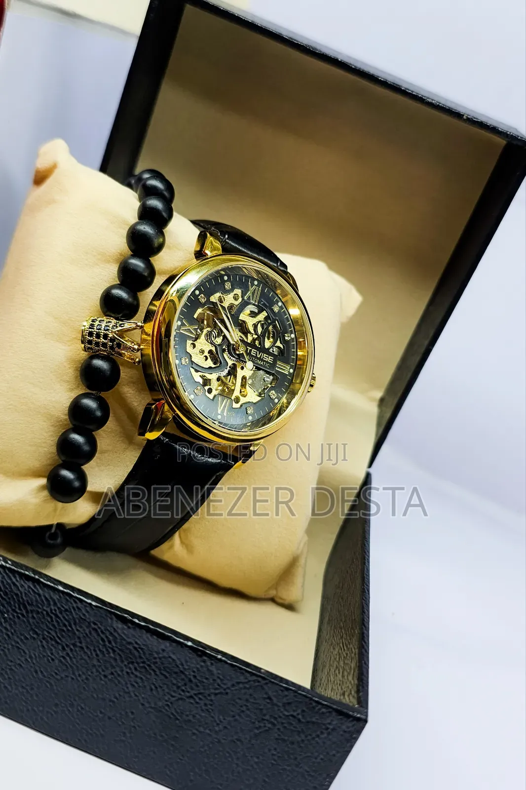 TEVISE Man Automatic Wristwatch Genuine Leather Strapwatches