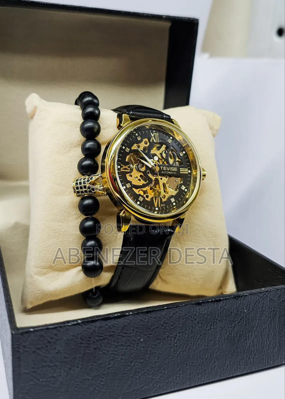 TEVISE Man Automatic Wristwatch Genuine Leather Strapwatches